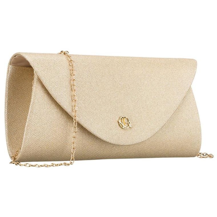 Torebka kopertówka, złota, brokatowa, Rovicky