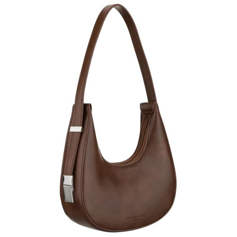 Torebka listonoszka, bagietka, brązowa, skóra ekologiczna, Peterson