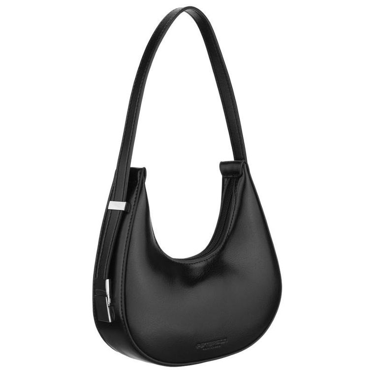 Torebka listonoszka, bagietka, czarna, skóra ekologiczna, Peterson