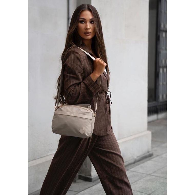 Torebka listonoszka, beżowa, skóra ekologiczna, Peterson