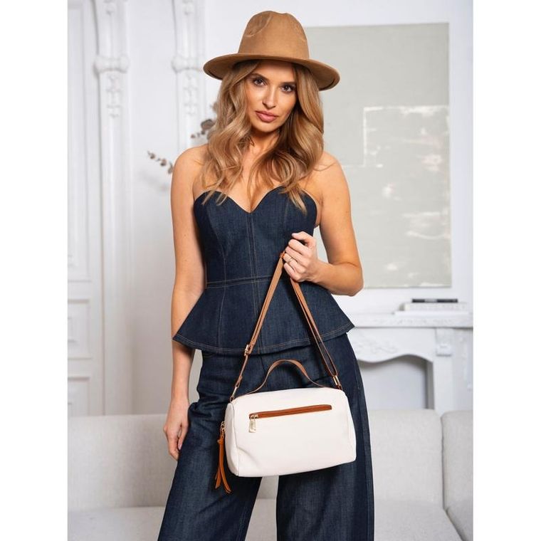 Torebka listonoszka, beżowa, skóra ekologiczna, Petreson