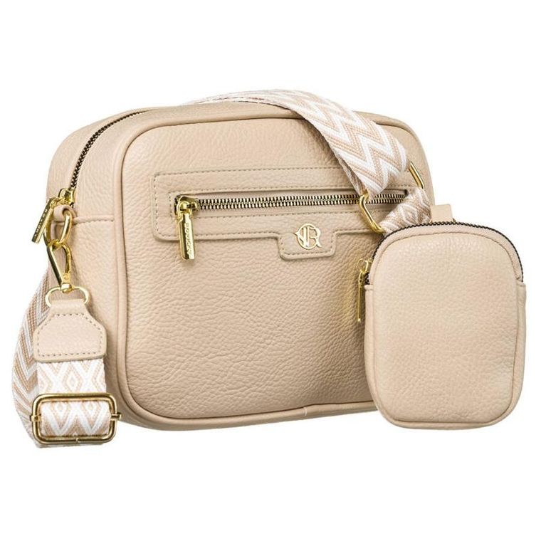 Torebka listonoszka, beżowa, skóra ekologiczna, Rovicky