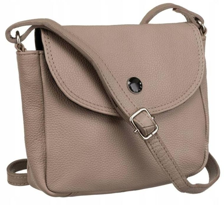 Torebka listonoszka, beżowa, skórzana, Peterson