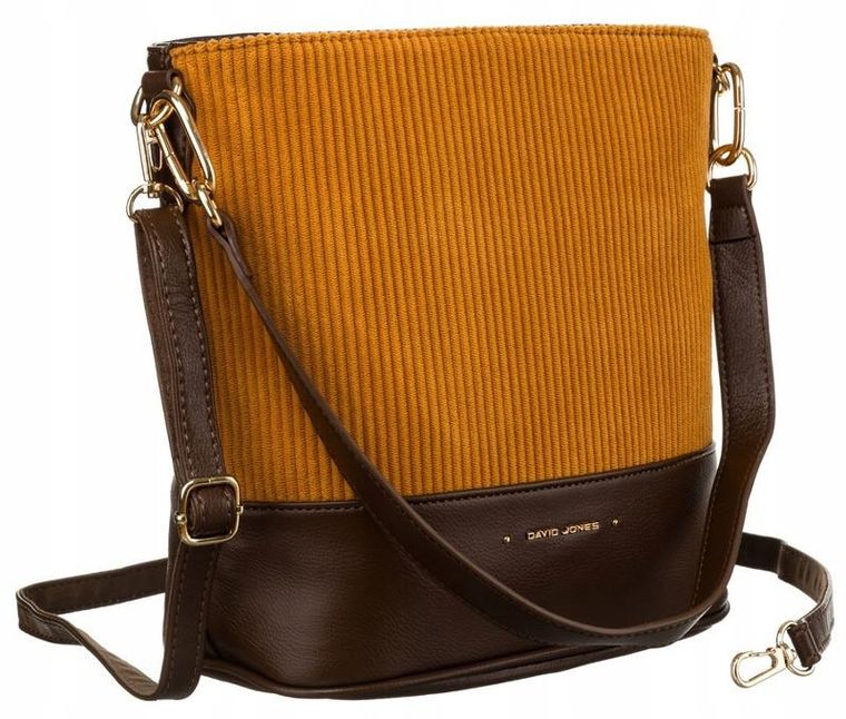 Torebka listonoszka, brązowa, skóra ekologiczna, David Jones