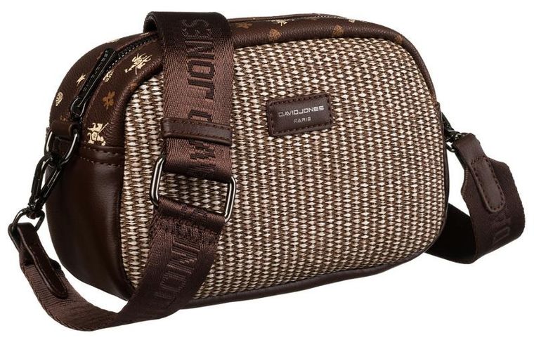 Torebka listonoszka, brązowa, skóra ekologiczna, David Jones