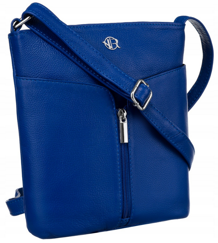 Torebka listonoszka, ciemnoniebieska, skórzana, Rovicky