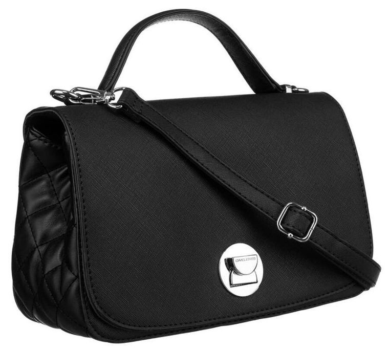 Torebka listonoszka, czarna, skóra ekologiczna, David Jones