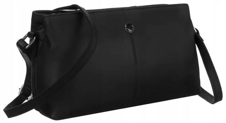 Torebka listonoszka, czarna, skórzana, Peterson