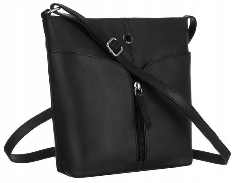 Torebka listonoszka, czarna, skórzana, Peterson