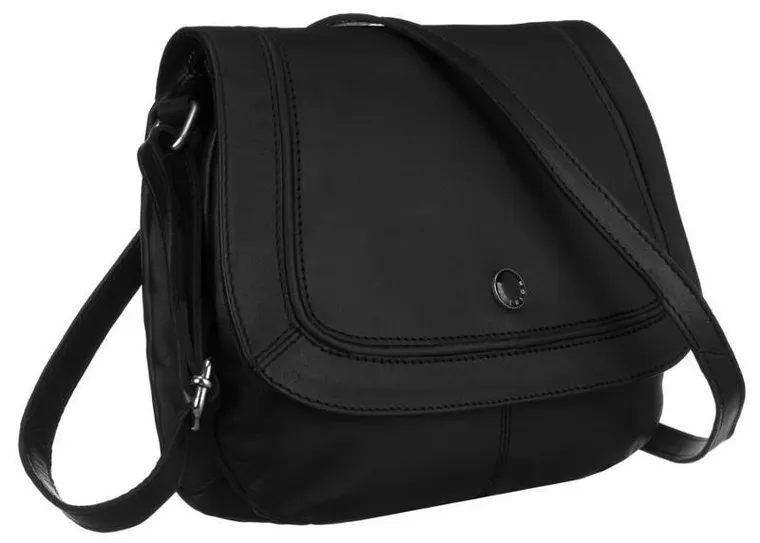 Torebka listonoszka, czarna, skórzana, Peterson