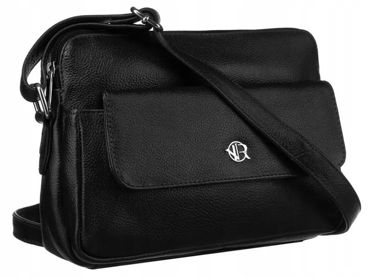 Torebka listonoszka, czarna, skórzana, Rovicky