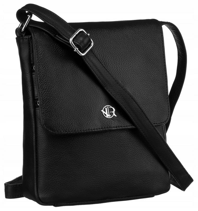 Torebka listonoszka, czarna, skórzana, Rovicky