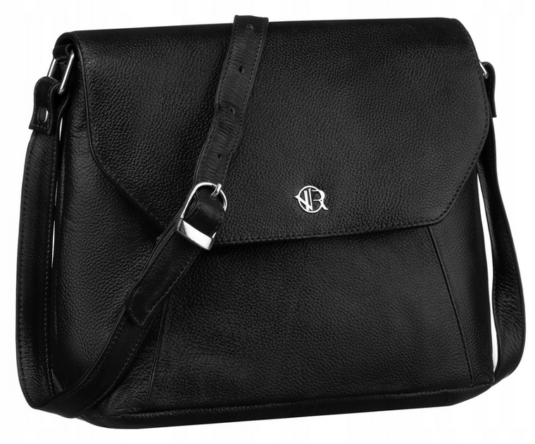 Torebka listonoszka, czarna, skórzana, Rovicky