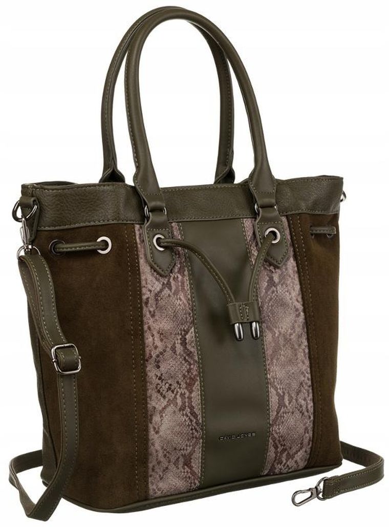 Torebka listonoszka, khaki, skóra ekologiczna, David Jones