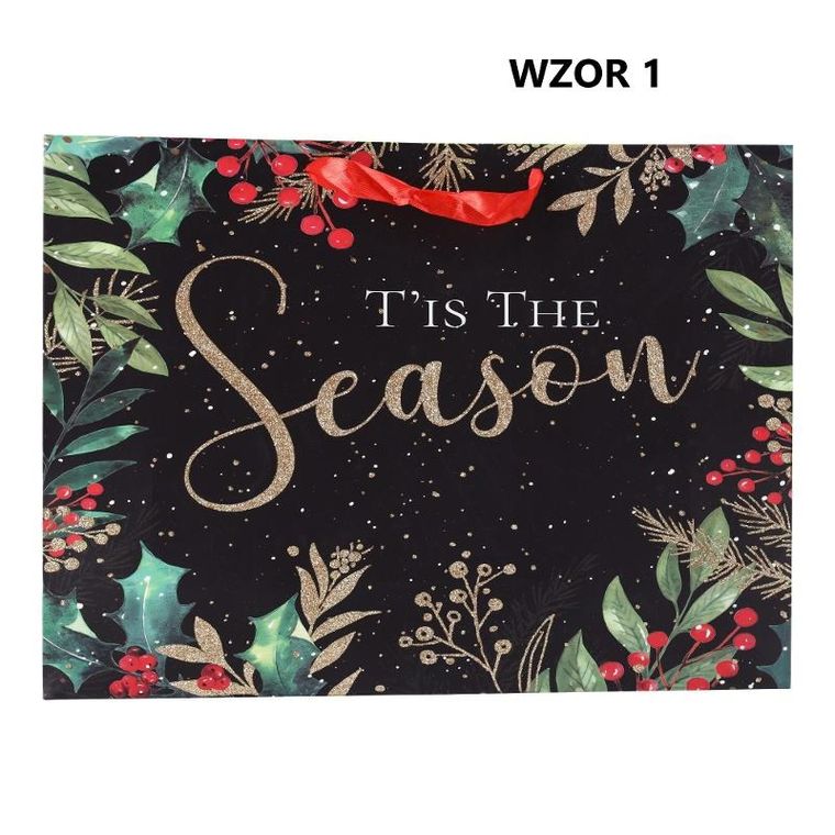 Torebka na prezent świąteczna "Happy Holidays" 42-12-31 cm