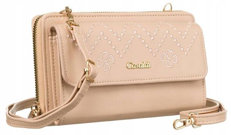 Torebka-portfel, beżowa, skóra ekologiczna, Cavaldi