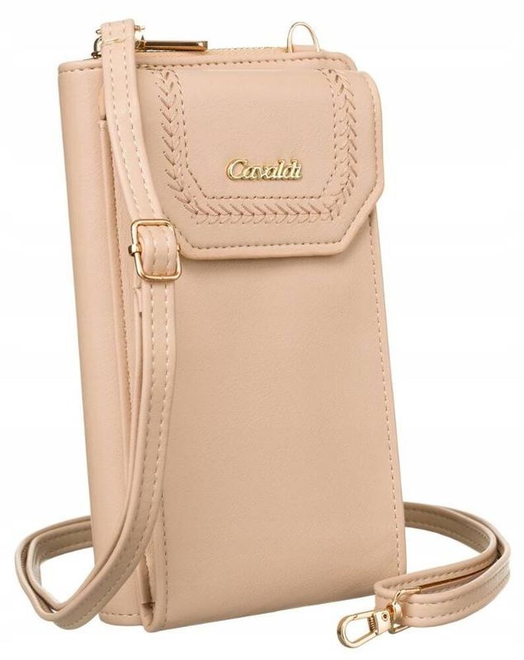 Torebka-portfel, beżowa, skóra ekologiczna, Cavaldi