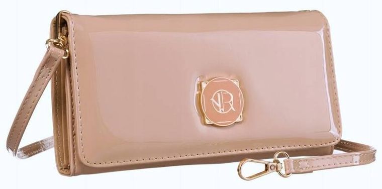 Torebka-portfel, beżowa, skóra ekologiczna, Rovicky