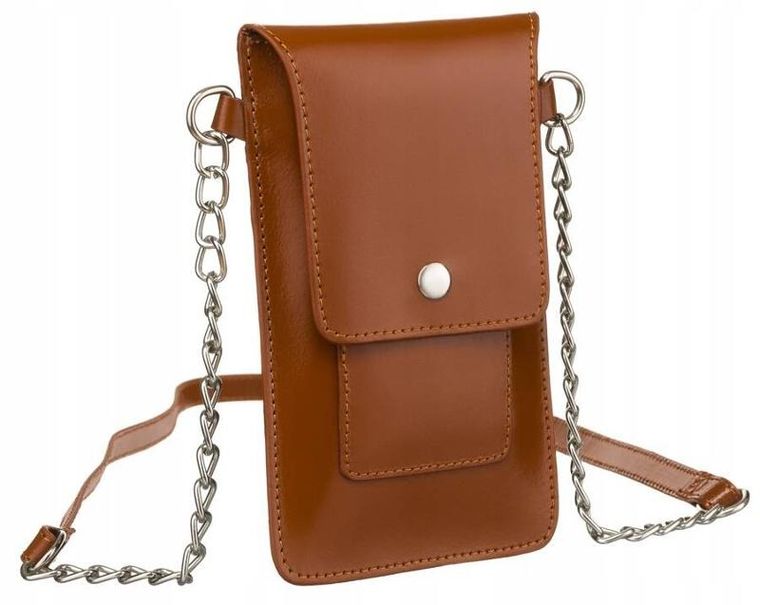 Torebka-portfel, brązowa, skórzana, Cavaldi