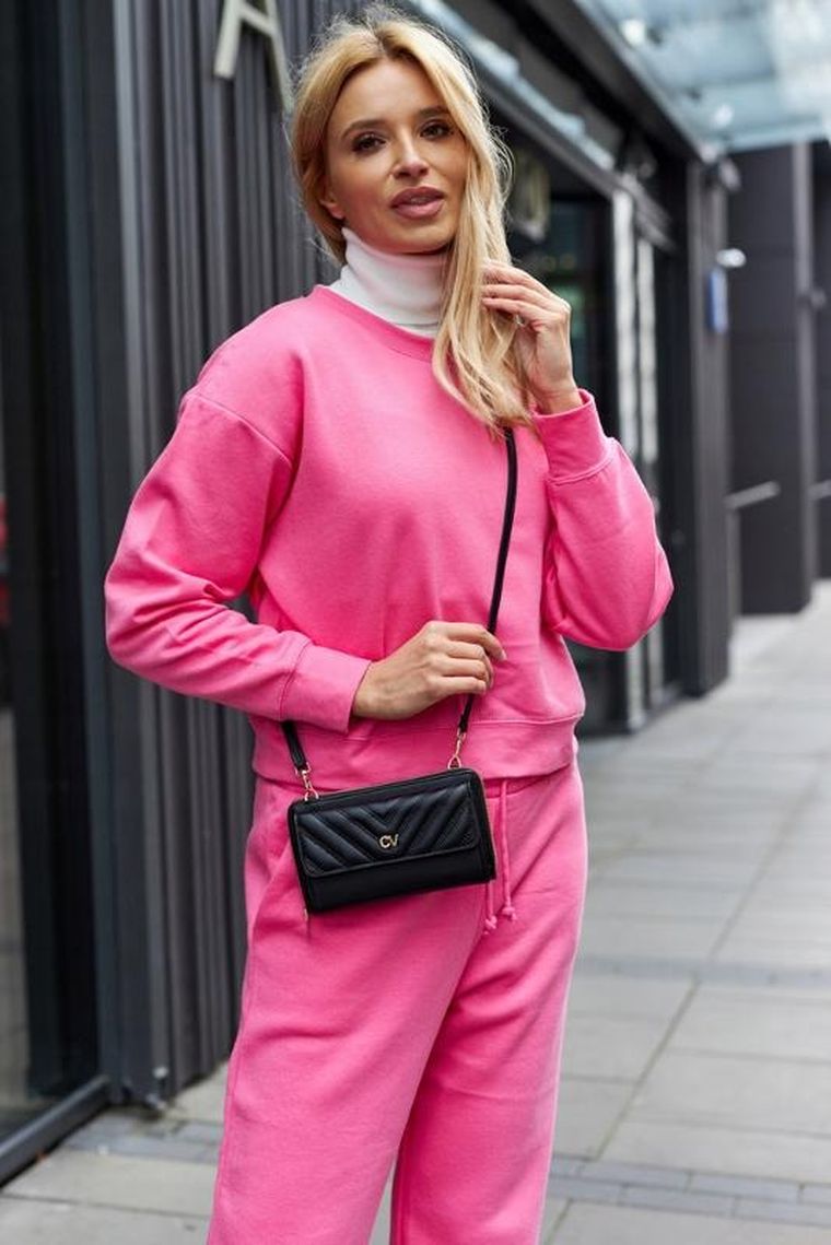 Torebka-portfel, czarna, skóra ekologiczna, Cavaldi