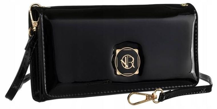 Torebka-portfel, czarna, skóra ekologiczna, Rovicky