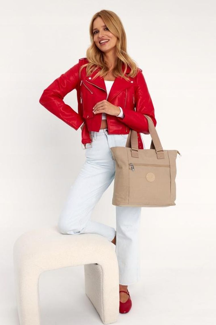 Torebka shopper, beżowa, Peterson