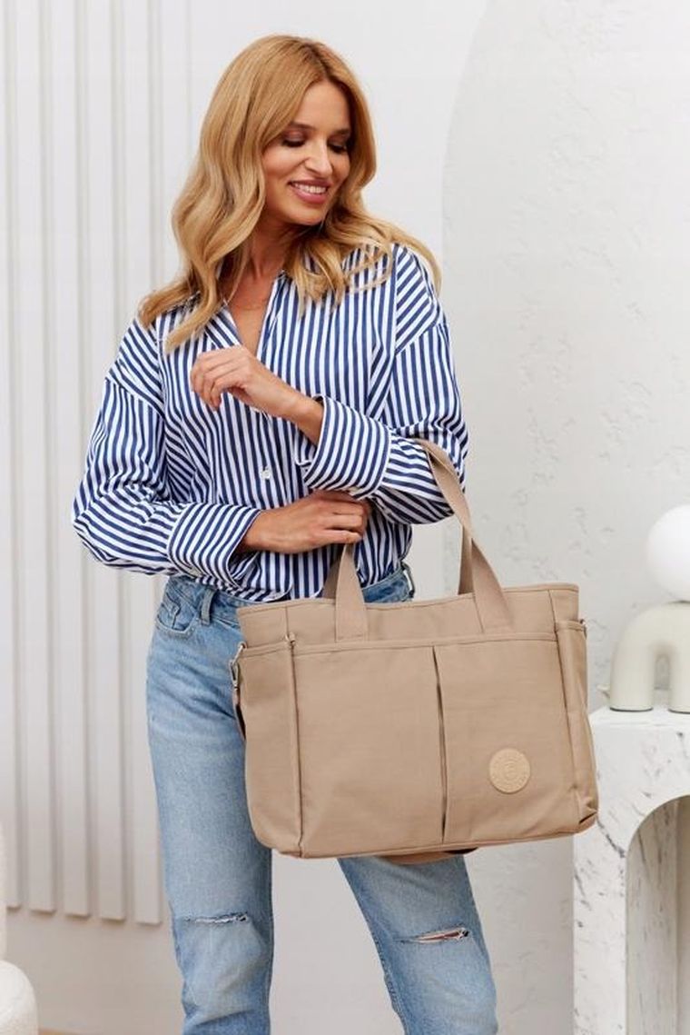 Torebka shopper, beżowa, Peterson