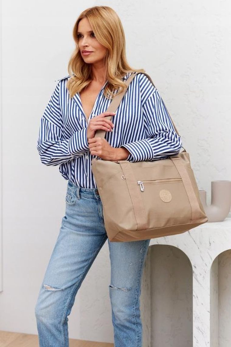 Torebka shopper, beżowa, Peterson