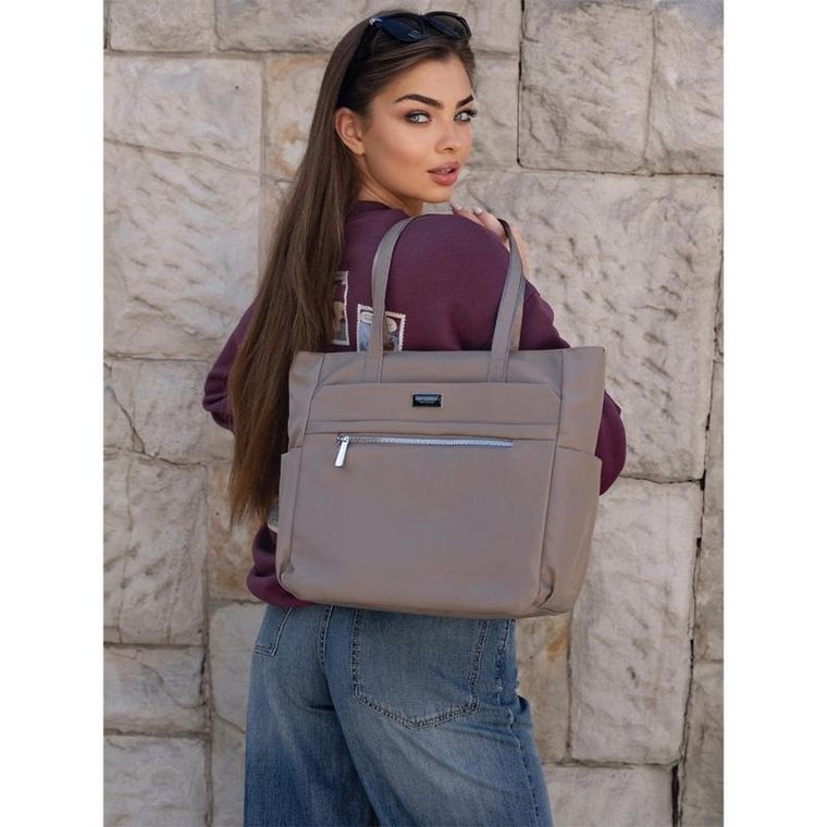 Torebka shopper, beżowa, Peterson