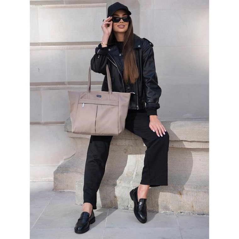 Torebka shopper, beżowa, Peterson