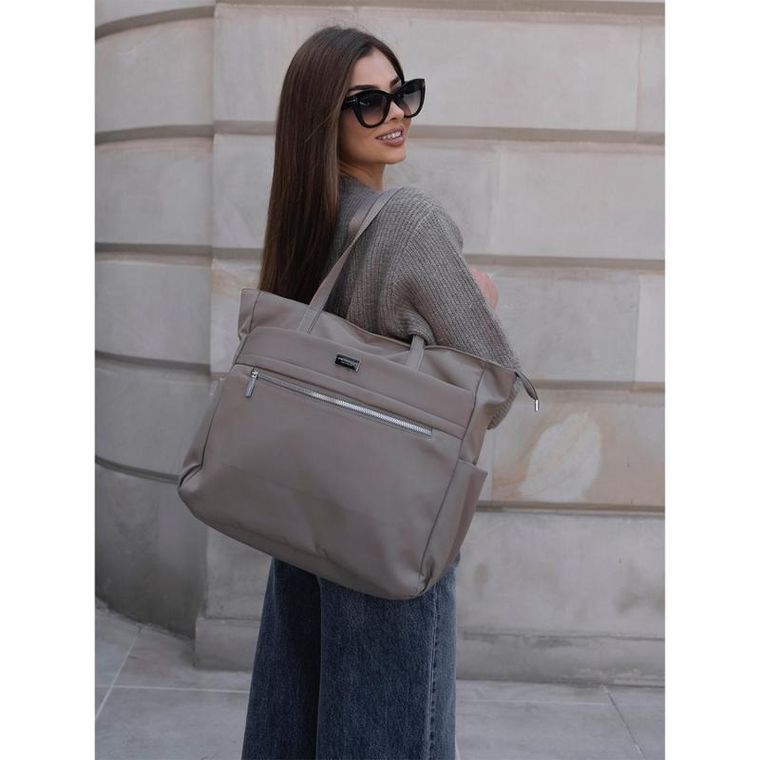 Torebka shopper, beżowa, Peterson