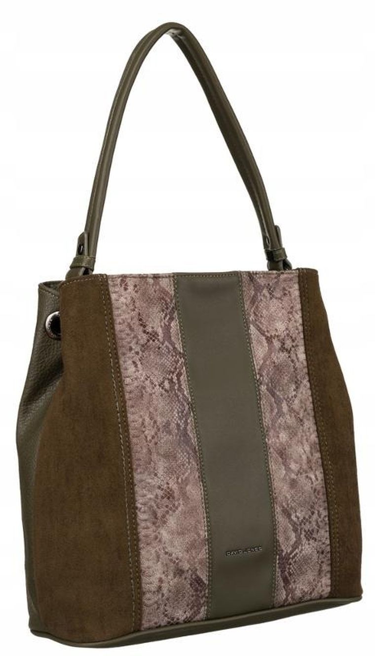 Torebka shopper, khaki, skóra ekologiczna, David Jones