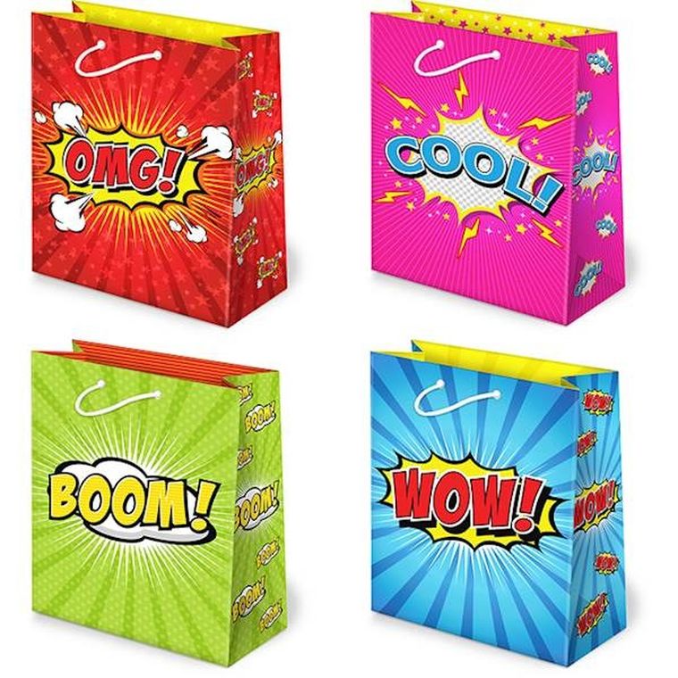 Torebki ozdobne, dymki komiksowe, 10 szt.