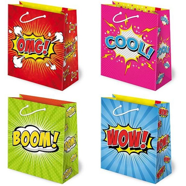 Torebki ozdobne, dymki komiksowe, 10 szt.