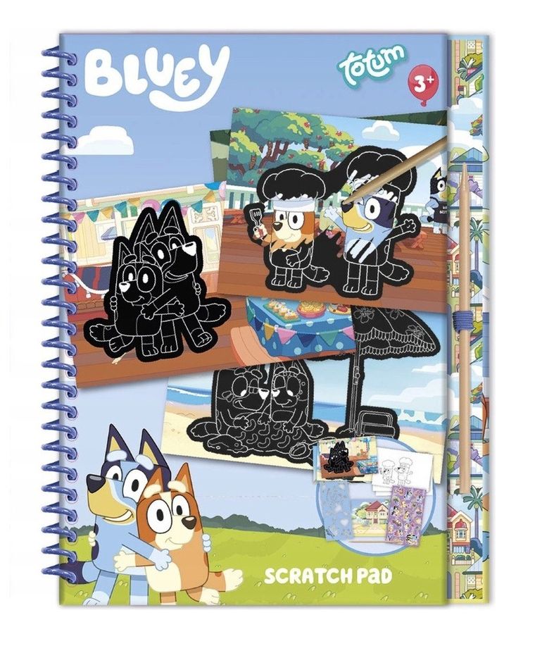 Totum, Bluey, wydrapywanka kolorowanka z naklejkami, zestaw kreatywny