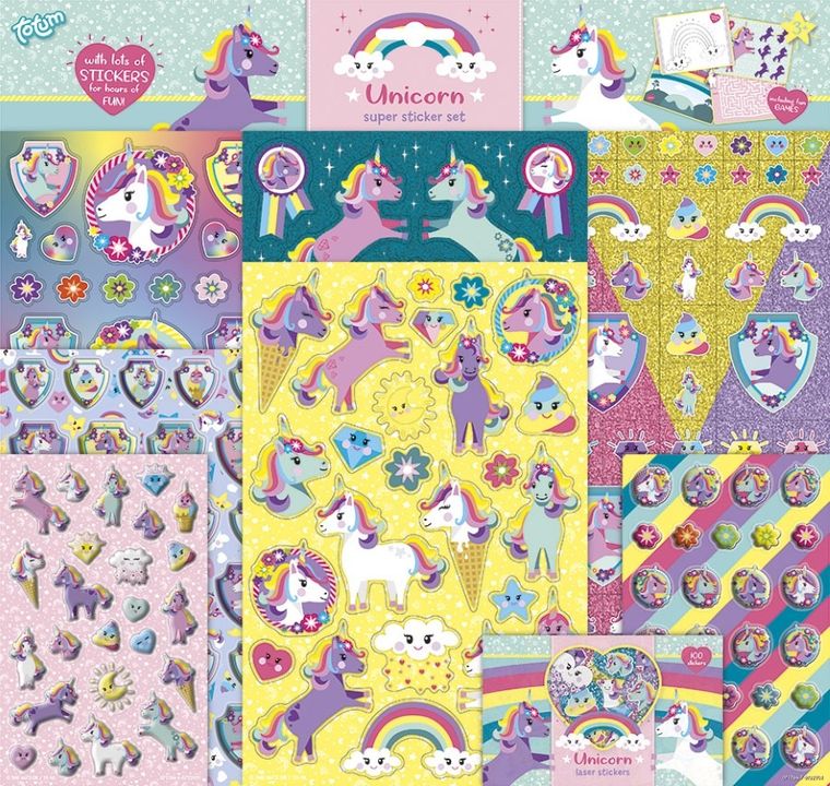 Totum, Unicorn, duży zestaw naklejek, 300 elementów