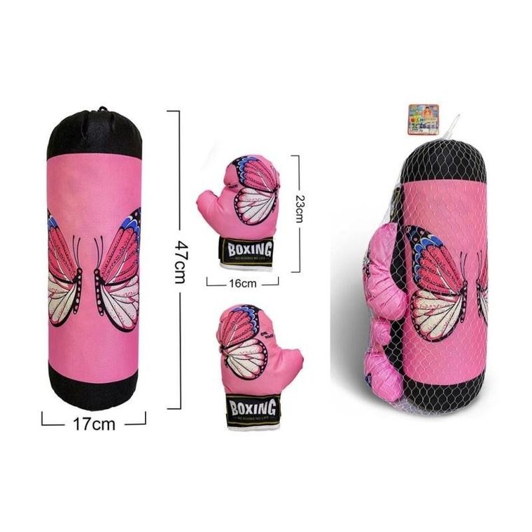 Toys, worek treningowy do boksu, różowy motylki