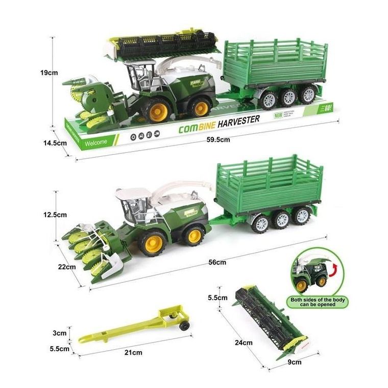 Toys, zestaw kombajn, pojazd rolniczy z przyczepą