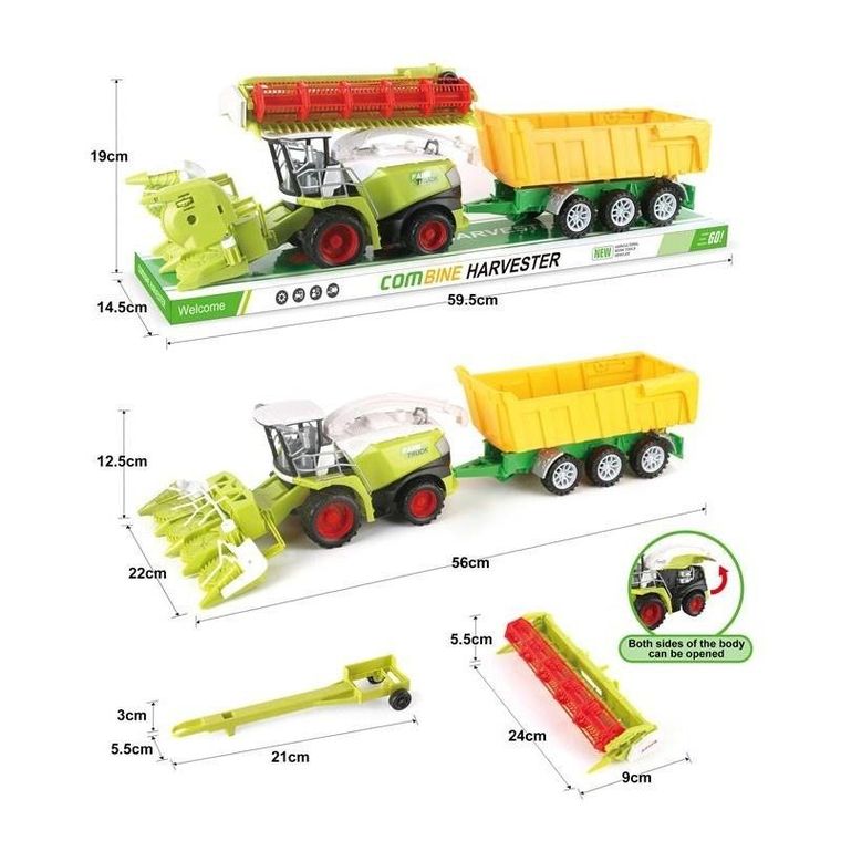 Toys, zestaw kombajn, pojazd rolniczy z przyczepą