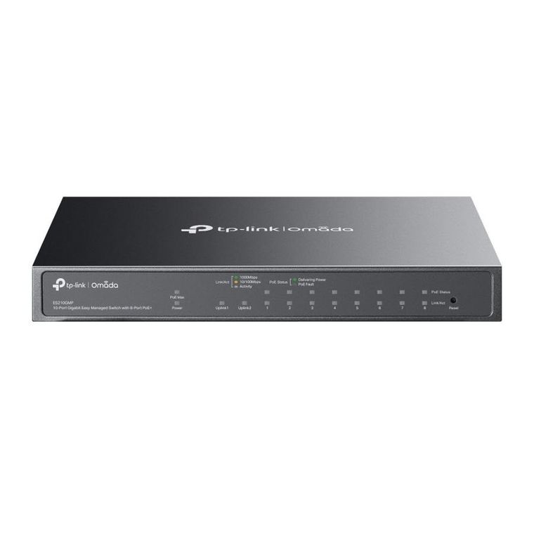 TP-Link, switch, ES210GMP, Omada, 10-Port Gigabit, Easy Managed switch with 8-Port PoE+