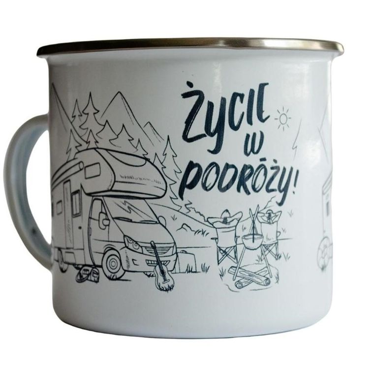 Travelset, kubek emaliowany, życie w podróży!