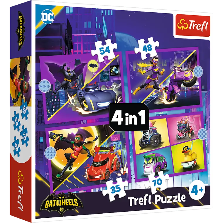 Trefl, Batman, Poznaj Batwheels, puzzle 4w1