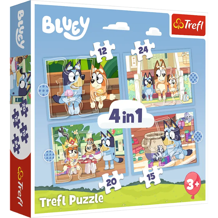 Trefl, Bluey i jej świat, puzzle 4w1