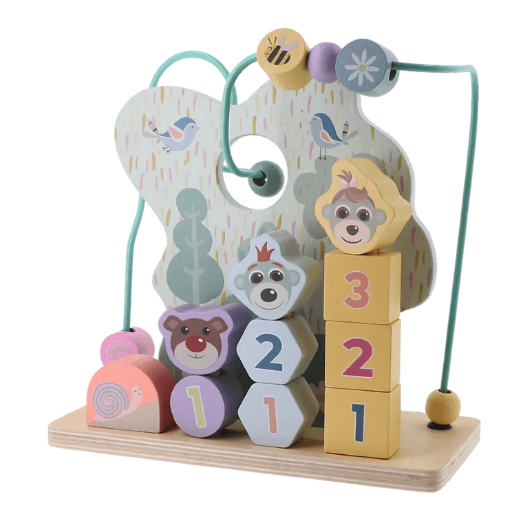 Trefl, Bobaski i Miś, labirynt z drewnianymi koralikami