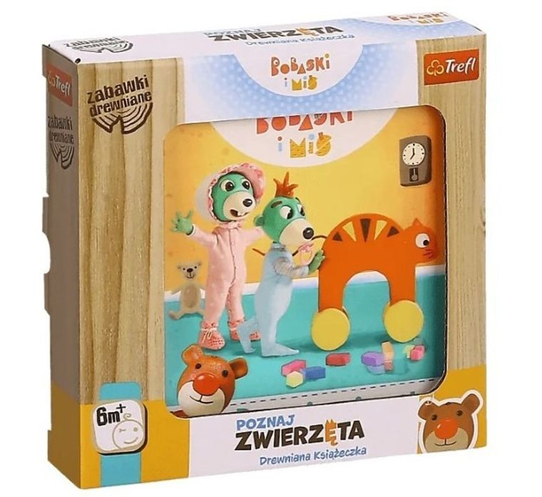 Trefl, Bobaski i Miś, Poznaj zwierzęta, drewniana książeczka
