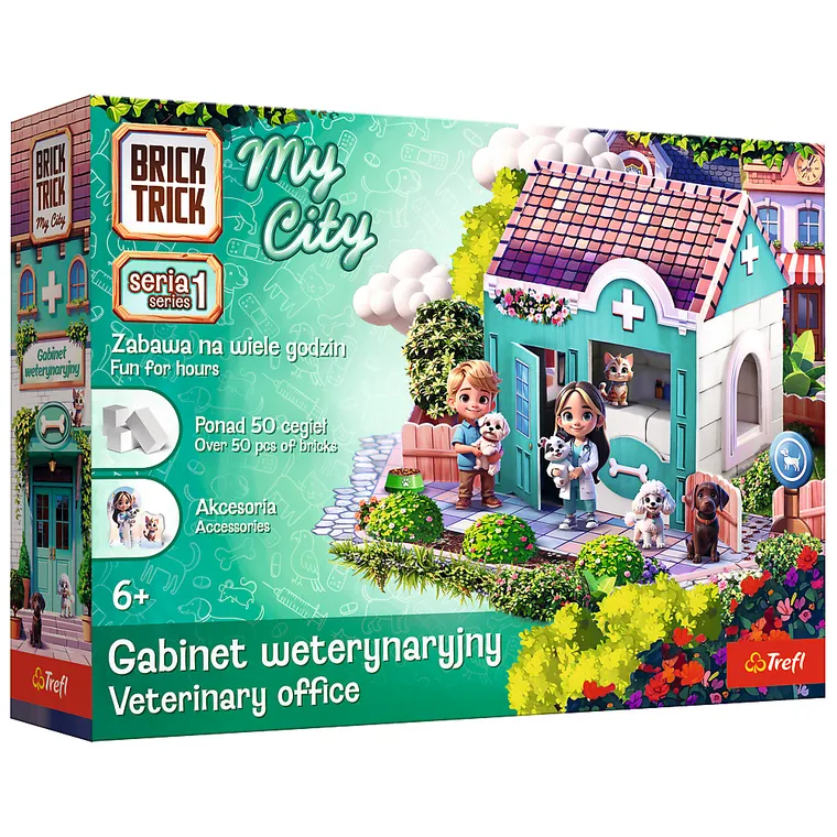Trefl, Buduj z cegły, My City, Gabinet weterynaryjny, zestaw kreatywny, 50 elementów