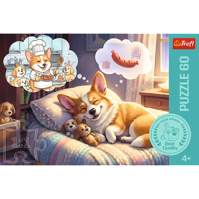 Trefl, Corgi w krainie snów, puzzle, 60 elementów