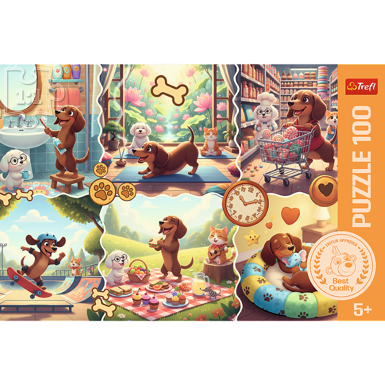 Trefl, Długi dzień jamnika, puzzle, 100 elemenów