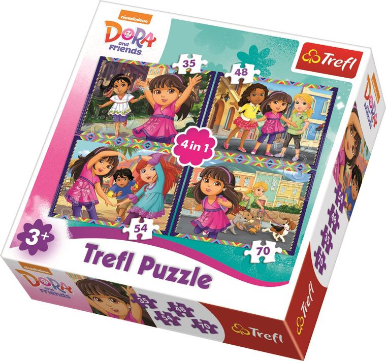 Trefl, Dora i przyjaciele, puzzle 4w1, 207 elementów