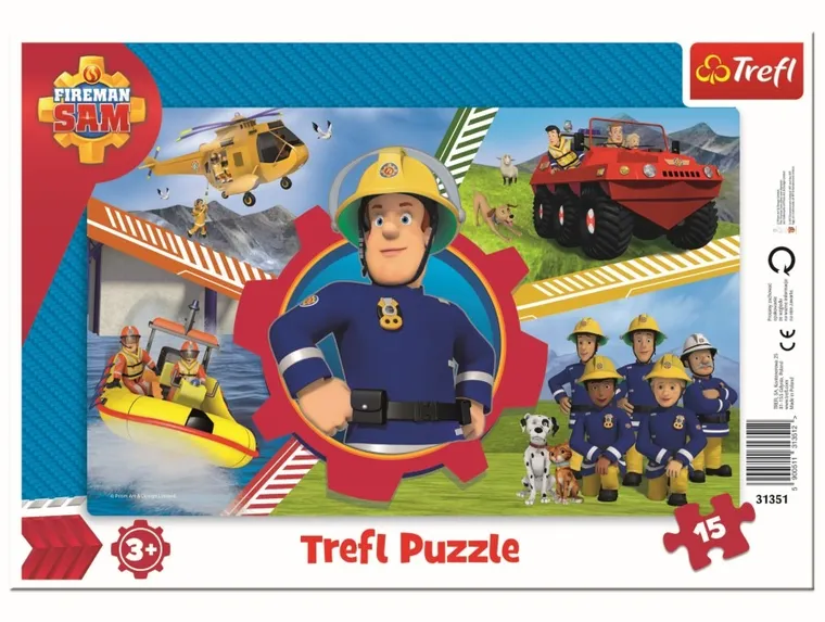 Trefl, Dzień Strażaka Sama, puzzle ramkowe, 15 elementów